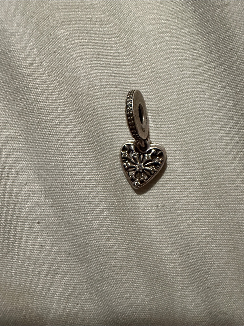 Pandora Silver Heart Floral Dangle Charm